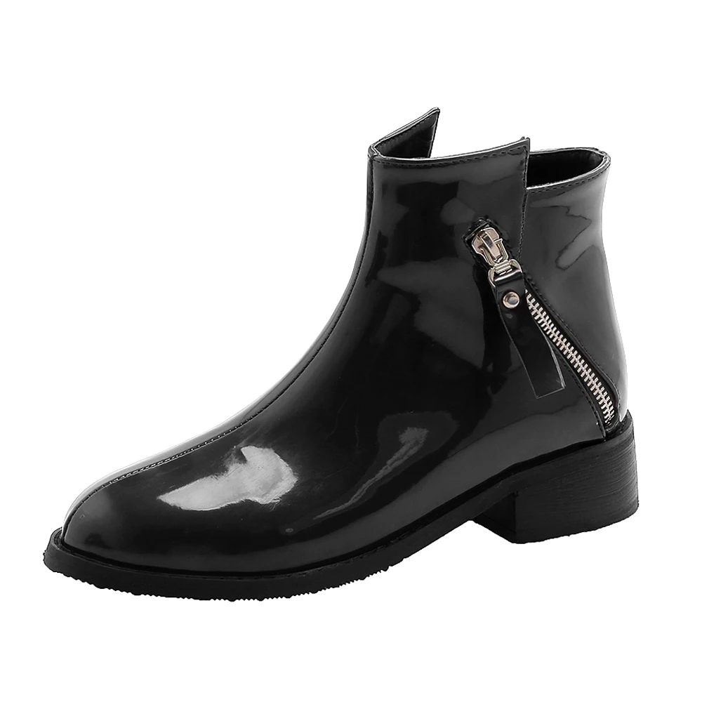 

Яркие лакированные кожаные ботинки челси, новинка 2020, бордовые удобные теплые пуховые женские ботинки на молнии, средние однотонные ботильоны