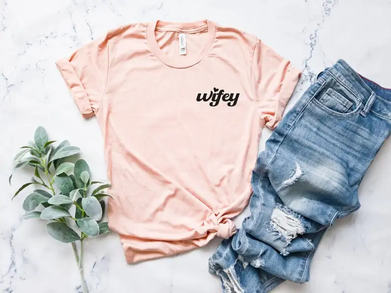

Wifey Gift For Bride Cute Wifey Shirt Gift For Just Married Shirt Women Bachelorette Party Shirt Aesthetic 100% Cotton O Neck