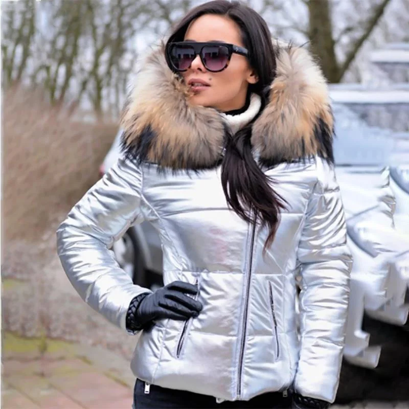 Thick Parka Fur Collar Hooded Women Jacket Coat Winter Ladies Casual Zipper Short Jacket Fashion Cotton Padded Warm Outwear