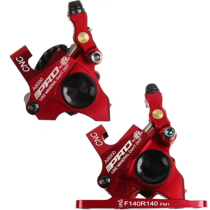 140 мм дисковые Тормозные колодки для велосипеда MTB дорожный велосипед Тормозная Линия Тяговая дисковый тормоз CNC передний задний велосипедный тормоз IIIPRO Сверхлегкий - Цвет: Front Rear Red