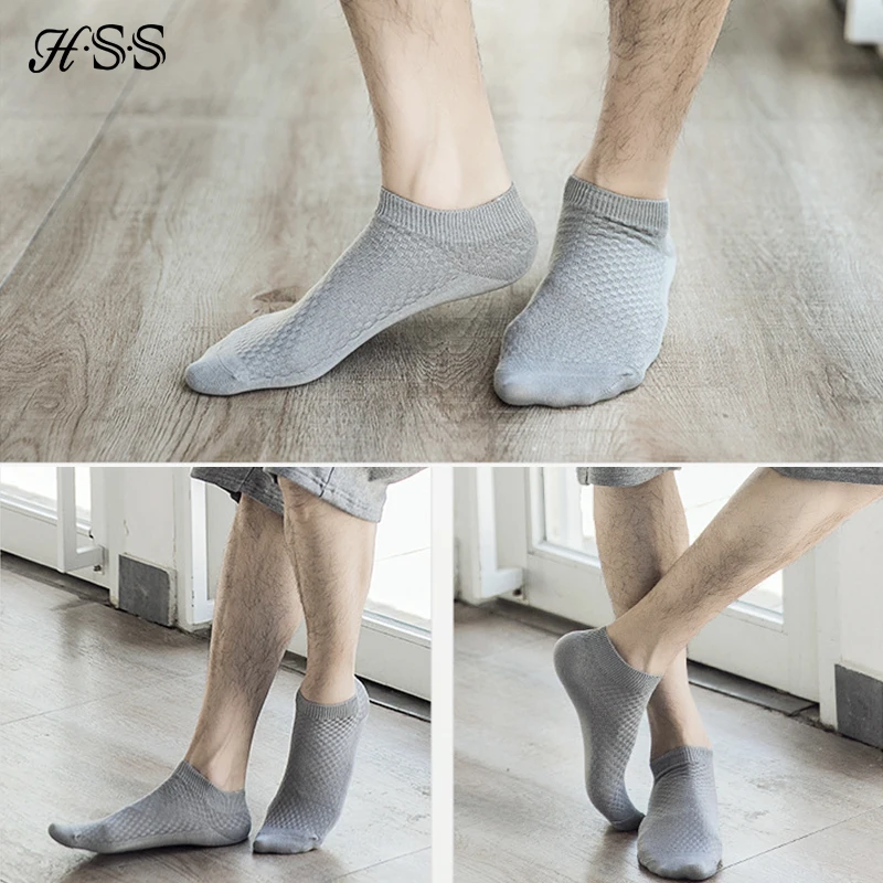 HSS – chaussettes courtes en Fiber de bambou pour hommes, 5 paires/lot, de haute qualité, respirantes, pour l'été et l'hiver