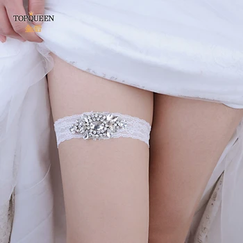 

TOPQUEEN Rhinestone Wedding Garters Sexy Lace Garters Fahion Soft Sexy Women Girl Wedding Party Bridal Leg Garters THS336