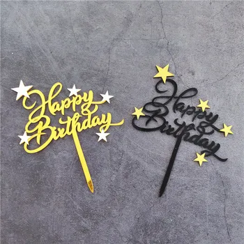 

Shiny Happy Birthday Cake Topper Lovely Star Cupcake Toppers Cake Picks Cake Decoration Topper Toothpick Kids Birthday