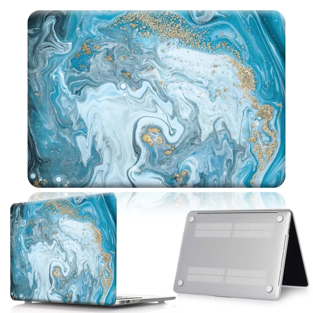 deep sky blue marble KK& LL для Apple MacBook Air Pro retina 11 12 13 15/Pro 13 15 жесткий чехол для ноутбука с сенсорной панелью+ клавиатура+ Защитная пленка для экрана - Цвет: deep sky blue marble