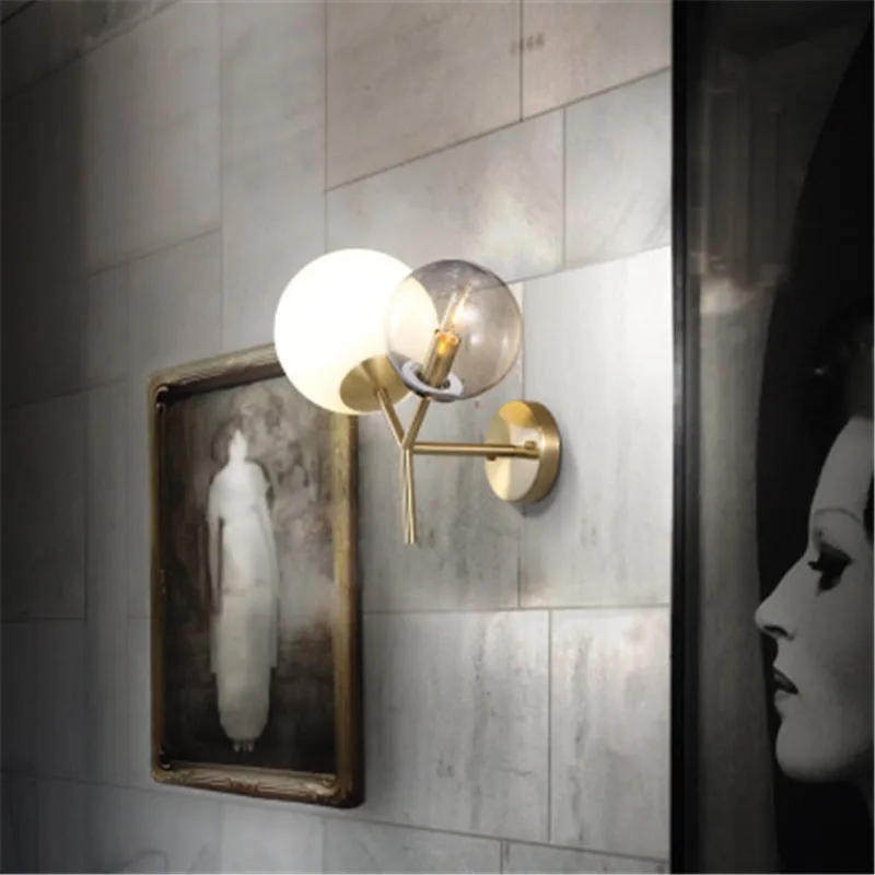 

Nordic Ins Style Wall Light Creative Personality Two Heads Balls Wall Lights Simple Living Room Bedroom Restaurant Bedside Lamps