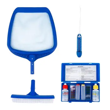 

4PCS/Set Skimmer Pool Pool Cleaner Cleaning Tool Water Tester Leaves Net Pool Brush Thermometer For Pool Spa Hot Tub Fountain