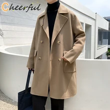 

Autumn Winter New Wool Blend Coat Korean-style Men's Fashion Big Pockets Double-breasted Overcoat Male Casual Trench Coats