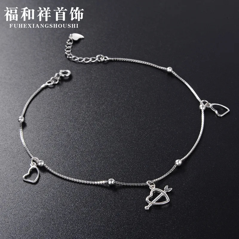 

Japanese Korean New Style Hipster Accessories Students 925 Sterling Beach Anklet Women's Heart-Style Foot Chain Jewelry