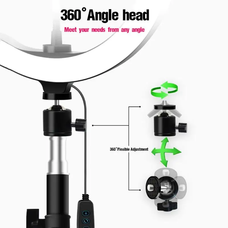 Кольцевой заполняющий светильник, 26 см, селфи-лампа, встроенный СВЕТОДИОДНЫЙ АБС-пластик, 1,2 м, штатив для телефона с широким спектром применения, простота