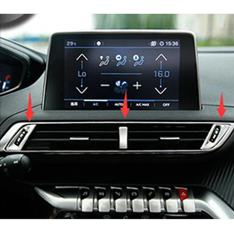 

Аксессуары из нержавеющей стали для 2017 2018 Peugeot 3008 GT 5008, декоративная крышка для выпускного отверстия кондиционера автомобиля, отделка, Стайл...