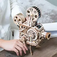 Projecteur de film à manivelle 3D, ensemble en bois, Installation, modèle de Transmission mécanique fait à la main, jouet créatif, cadeau pour enfant et adulte