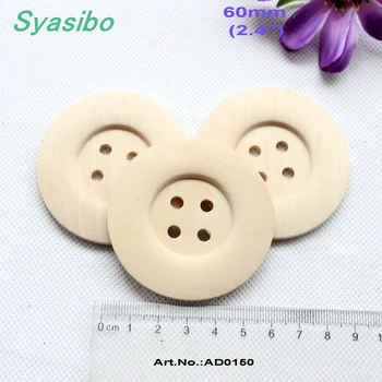 

(30pcs/lot) 60mm Huge Natural Personalized Wooden Buttons Sewing Button Scrapbooking Coat Hat butons bulk 2.4 " -AD0150