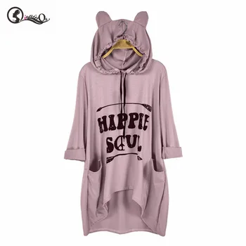 

Hoodies Women New Simple Warm Long Sleeve Cute Print Pullovers Casual Loose Pocket Hooded Sweatshirt
