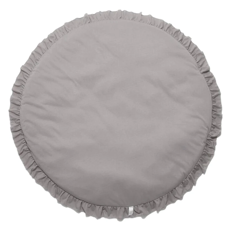 

1Pcs Baby Kids Floor Rug Round Cotton Game Gym Activity Play Mat Crawling Blanket Interior Room Decor-Light Gray