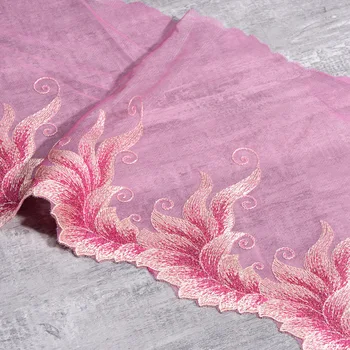 

10 Yards/pack Hot Pink Embroidery Lace Trim 20 Cm Border Lace Fabric for Wedding Dress Home Textile Curtain Doll Bra Decoration