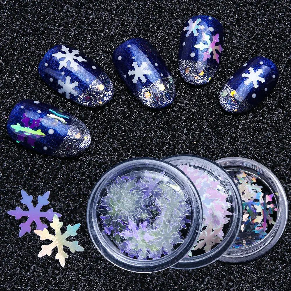Украшения для ногтей 6 коробок Рождественская Снежинка блестящая Лазерная Блестки для нейл Арта(искусство украшения ногтей) набор