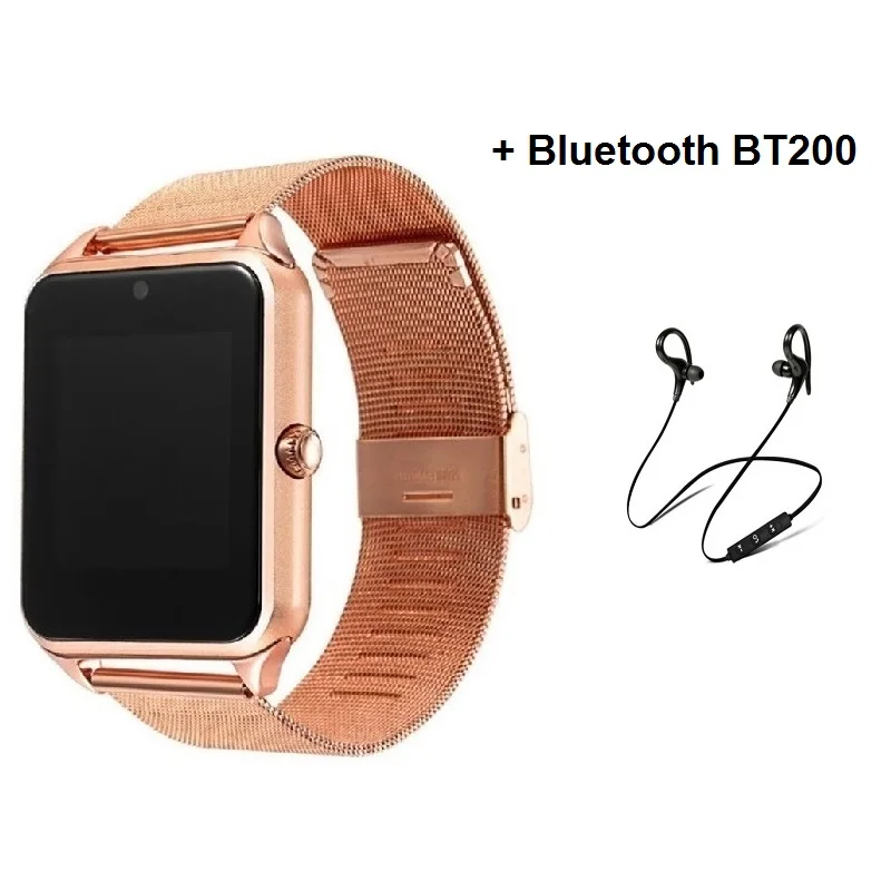 Лидер продаж Bluetooth Смарт часы Z60 для мужчин и женщин Bluetooth 2G Smartwatch Поддержка наручные часы с SIM для IOS Android 16 ГБ TF Bluetooth - Цвет: With BT200