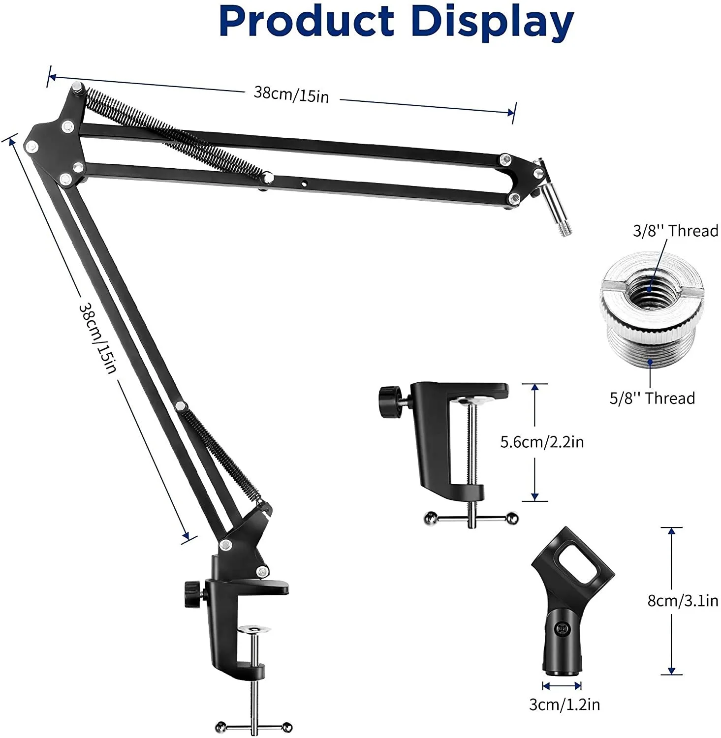suporte ajustável para suporte de braço ajustável adaptador com clipe para microfone suporte para microfone azul yeti bola de nano gelo outros