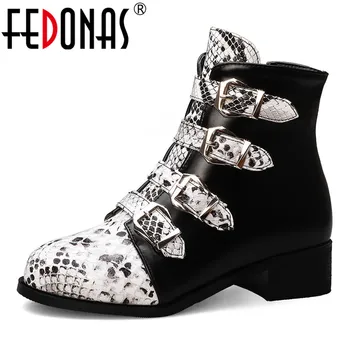 

FEDONAS Animal Prints Women Ankle Boots Warm Winter Night Club Shoes Woman High Heels Buckle Chelsea Boots Female Big Size Shoes