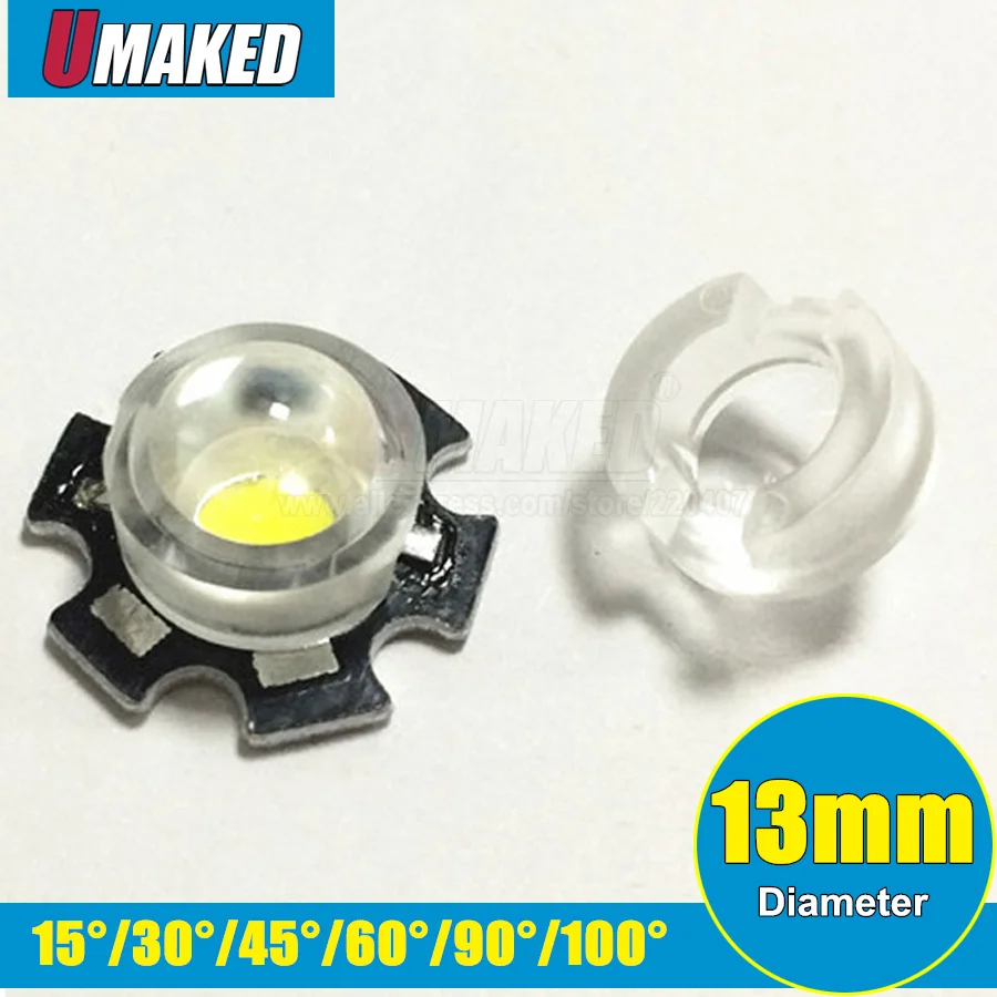 Мини светодиодные линзы 13 мм 1 Вт 3 15 30 45 60 90 100 градусов для Светодиодный CCTV LED PCB