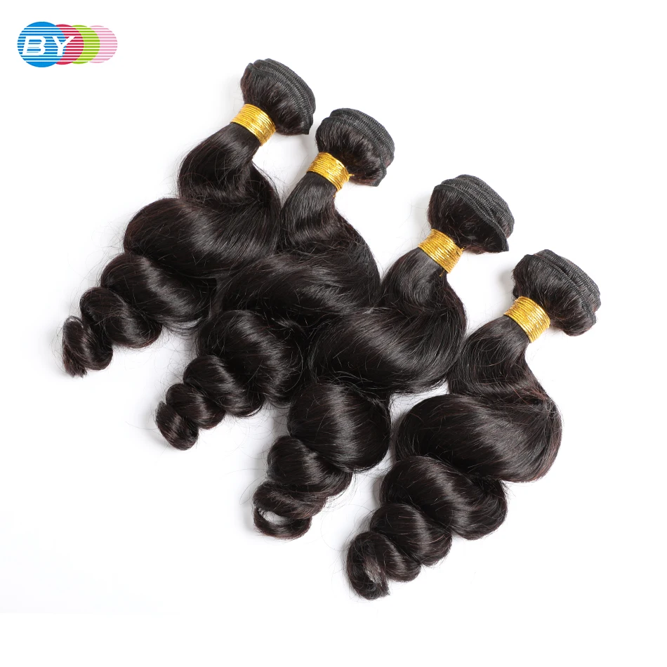 

By Hair Malaysian Loose Wave 1Bundles 3 Bundle 4 Bundles 100% Remy Human Hair Extensions human Hair Weave Bundles Natural Black