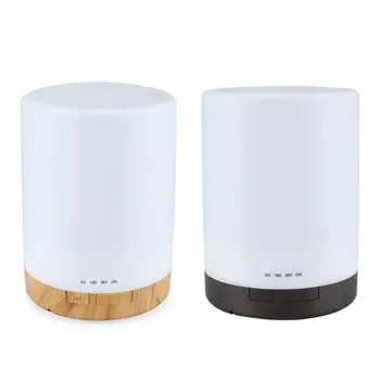

Mini Aroma Diffuser Wood Grain Base Cylinder Remote Control Humidifier 7 Light