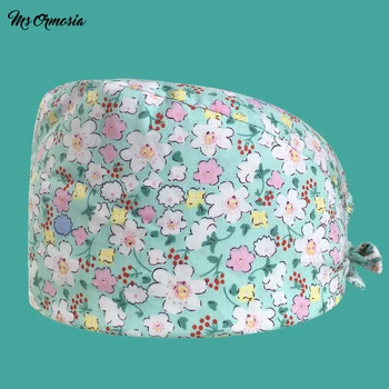 

MSORMOSIA High Quality Dentist Hat Cap Surgical Cap Printing Pet Doctor Cap Medical Frosted Female Cap Hospital Doctor Nurse Cap