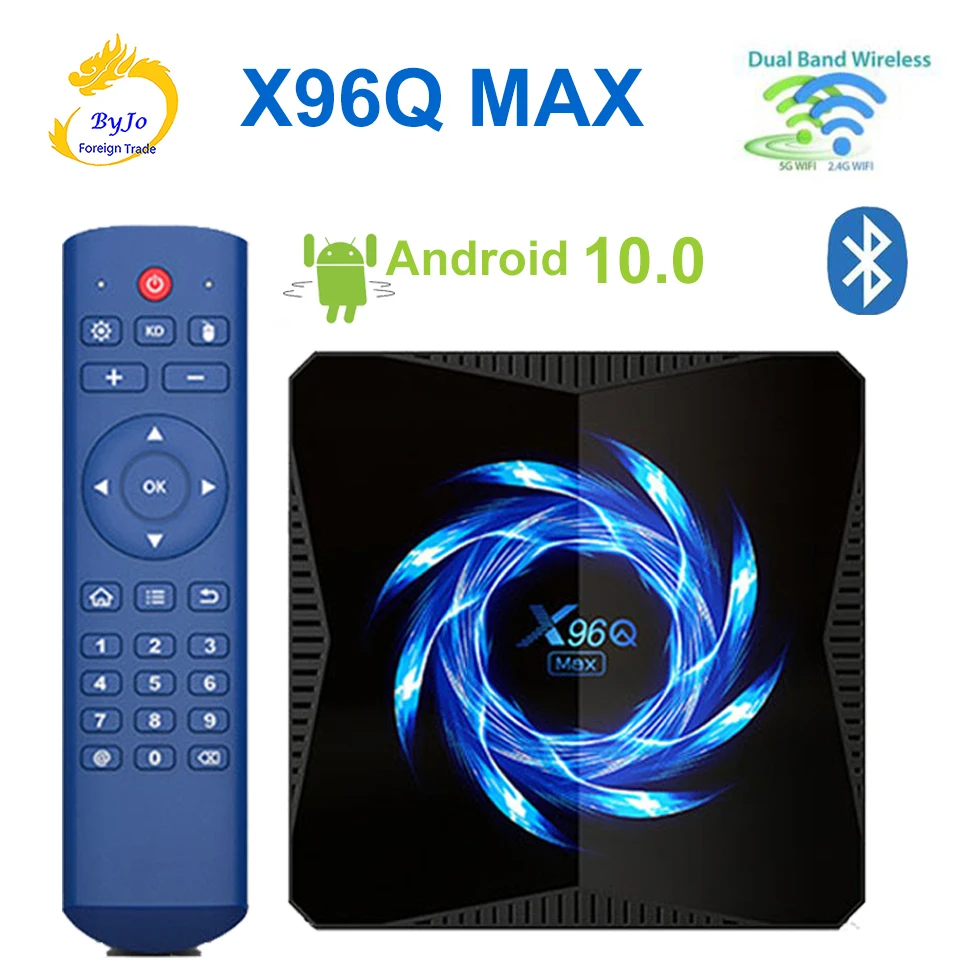 

X96Q MAX Smart TV Box Media Player Android 10 4GB 32GB/64GB 4K Media Player 2.4G/5.0G WiFi Bluetooth tv box Google