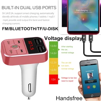 

Dual USB Voltage Car Charger Bluetooth Car Kit Handsfree FM Transmitter Music Audio adapter MP3 Player mobile phone Charger
