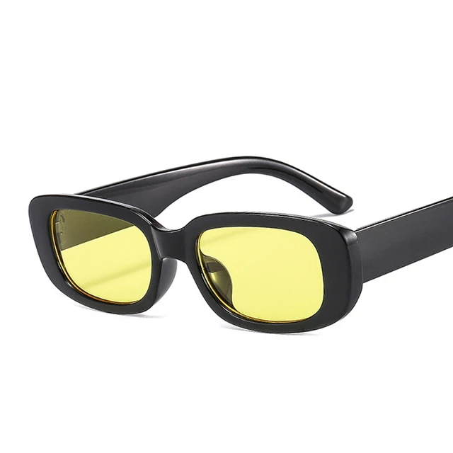 MADELINY 2022 New Small Frame Rectangle Sunglasses Women/Men Brand Design Vintage Sun Glasses Trend Style Eyeglasses UV400 MA423 Black-Yellow