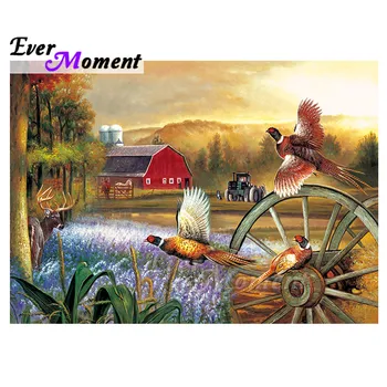 

Ever Moment Diamond Painting Decoration House Bird Wheel 5D DIY Full Square Drill Mosaic Diamond Embroidery Bead Artwork 3F2023