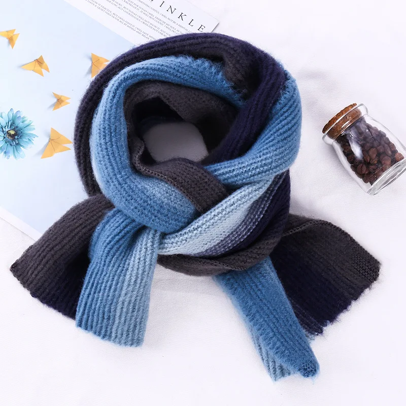 Blue Шарф женский шерстяной кольцо для детей 135 см-175 см утолщенной шерстяной воротник шарф для девочек и мальчиков, шарф, зимний шарф - Цвет: Blue