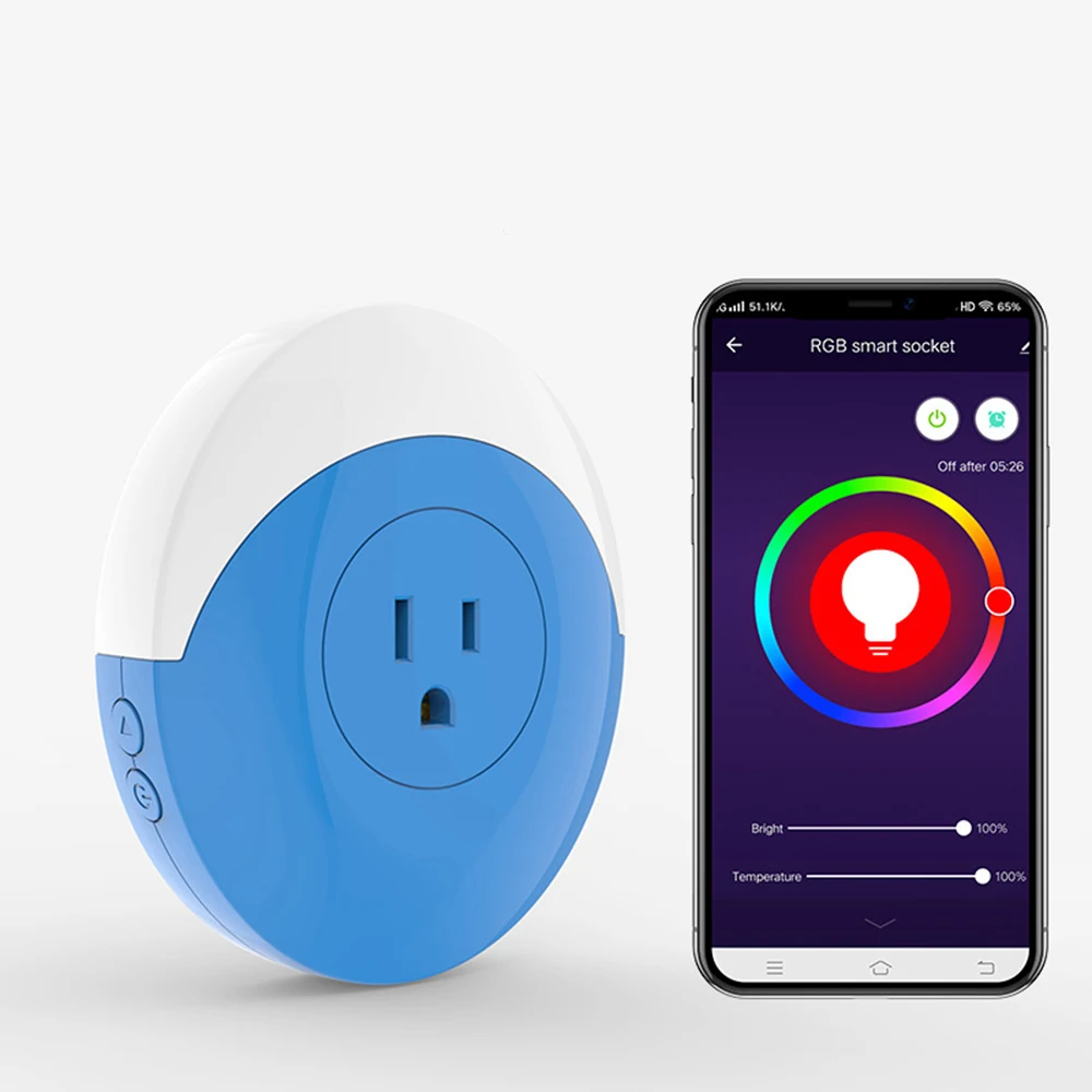 Useful RGB Scene Night Light Smart Wall Socket Voice Wifi Remote Control Plug Tuya Smart Life Timing Control Home Sockets