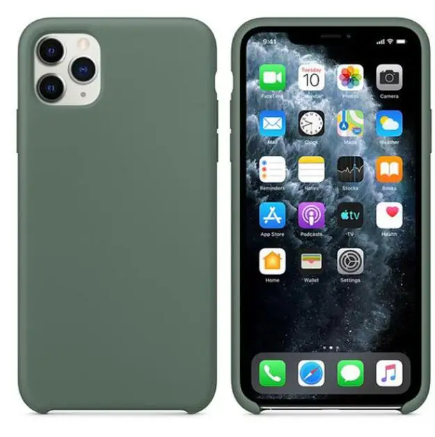 Pine needle green Роскошный силиконовый чехол с логотипом для iPhone 6 6s 7 8 Plus Xs Max XR X, чехол для Apple iPhone 11 Pro Max, чехол для телефона Capa - Цвет: Pine needle green