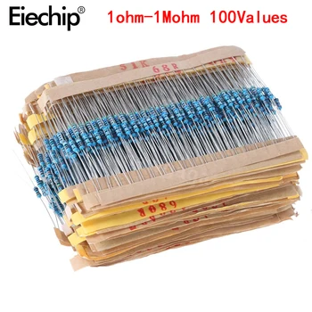 

2000pcs/lot 100 Values 1/4W 1M Metal Film Resistor Assorted Kit 1 ohm~ 1M ohm Metal Film Resistor Kit Assortment Set 1R-1MR