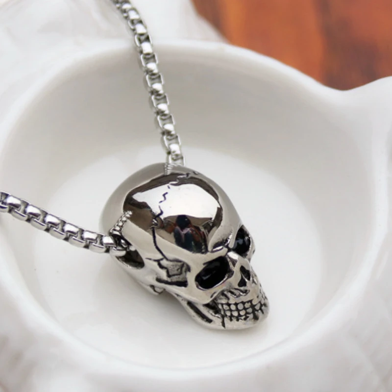 

Punk Trendy Skull Men Necklace Stainless Steel Long Chain Necklaces for Men Boys Hip Hop Halloween Jewelry Boyfriend Gifts Hot