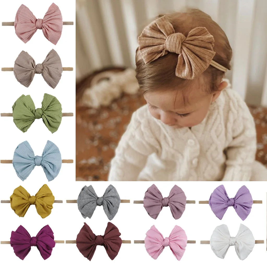 Diadema elástica con lazo para bebé y niña, lazos para el pelo de moda, bandanas de nailon con nudo, accesorios para el cabello para niño recién nacido