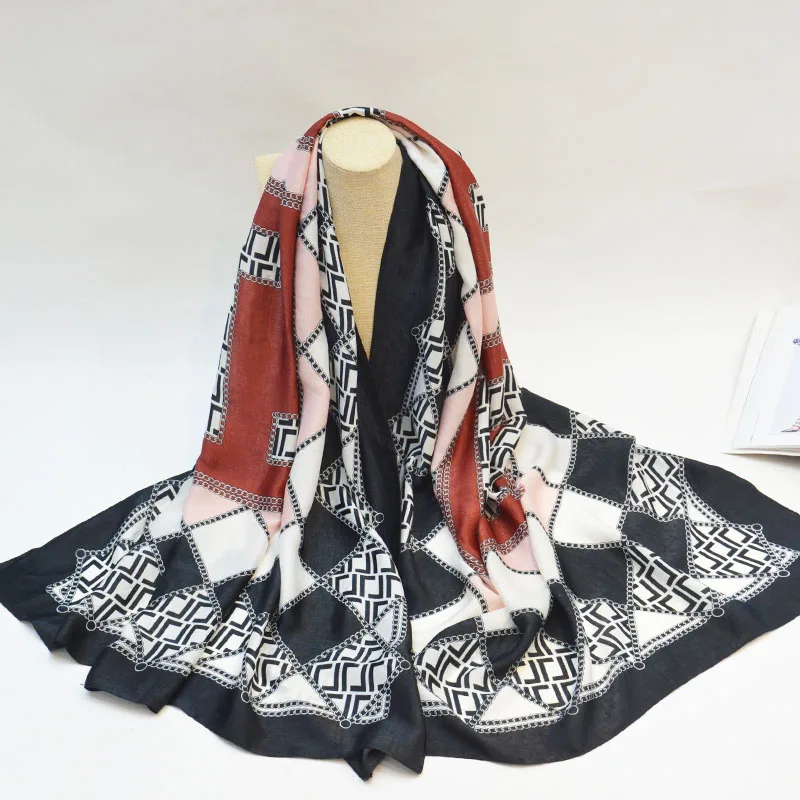 AL0100 black Новинка, дизайнерский женский шарф, модный, с принтом, Пашмина, роскошный бренд, головной хиджаб, шарфы для женщин, шаль, палантины для женщин - Цвет: AL0100 black