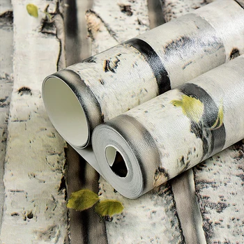 

10M Birch Tree Wallpaper Modern Vintage Retro Woods Jungle Wall Paper Bar Restaurant Feature Background Wall Decor 3D Wallpaper