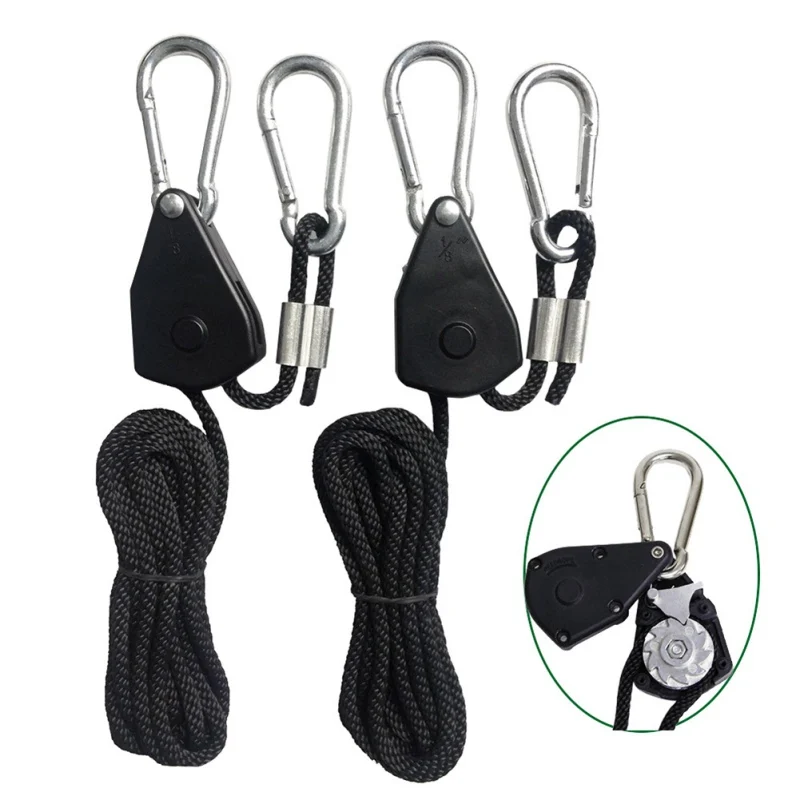 B Useful Adjustable 1 Pair 2 PCS 1/8" Rope Drop Lanyard LED Lamp Hanging Shelf Tightener Ratchet Sling/rope ratchet tie down strap - Цвет: B