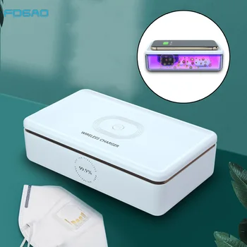 

FDGAO 15W Wireless Charger UV Light Sanitizer Sterilizer Phone Beauty Kills 99.9% Germs 9 LED Ultraviolet Sterilizezation Box