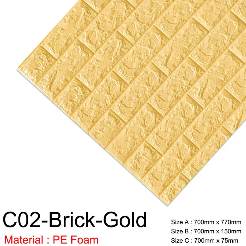 C02-Brick-Gold 3D Обои DIY мраморная кирпичная кожура и самоклеющиеся настенные стикеры s водонепроницаемые для кухни ванной дома настенные наклейки - Цвет: C02-Brick-Gold