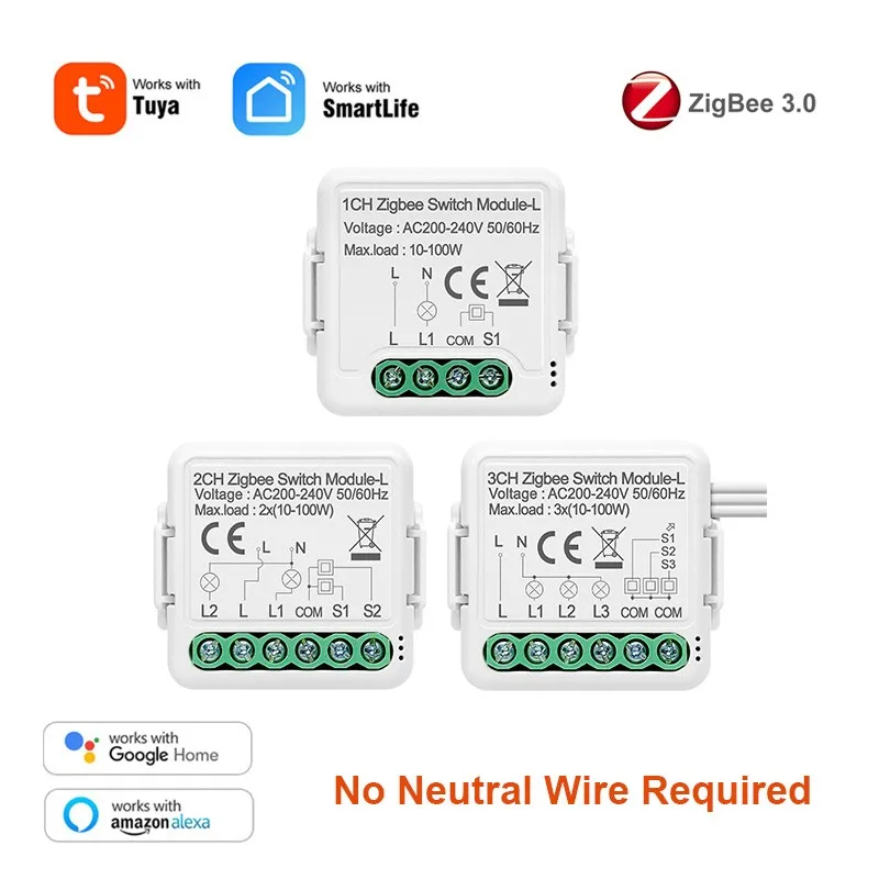 Высветильник ель света Tuya Zigbee 1/2/3 клавиш без нейтрального провода | Электроника