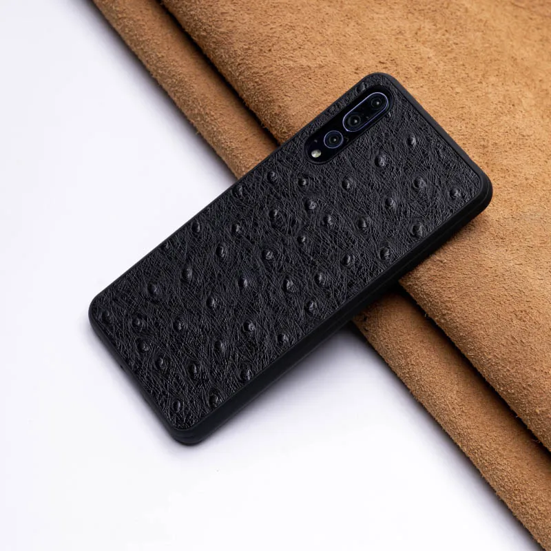 Страусиная кожа чехол для телефона для huawei P10 P20 mate 20 10 9 Pro Lite Чехол Мягкий ТПУ Край чехол для Honor 8X Max 9 10 Nova 3 3i lite - Цвет: Черный