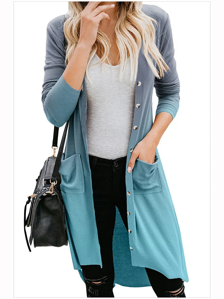 

Gradient Multicolor Trench Coat European and American Fashion In Spring 2020 Gothic Style Long Woman Long-sleeved Windbreaker