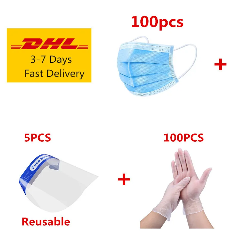 

DHL Shipping Anti-Pollution 3 Laye Mask Dust Protection Masks Disposable Face Masks Anti Dust Filter Safety Mouth Mask