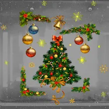 Рождественские шары наклейки на стену оконные стеклянные Праздничные наклейки настенные панно с Санта-Клаусом Новогодние рождественские украшения для домашнего декора наклейки