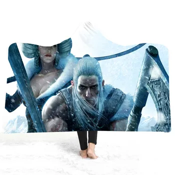 

Soft Hooded Blanket Sherpa Fleece Blankets Warrior Battle in Snow Microfiber Blanket for Adults/Boys Cozy TV Blanket Game Scene