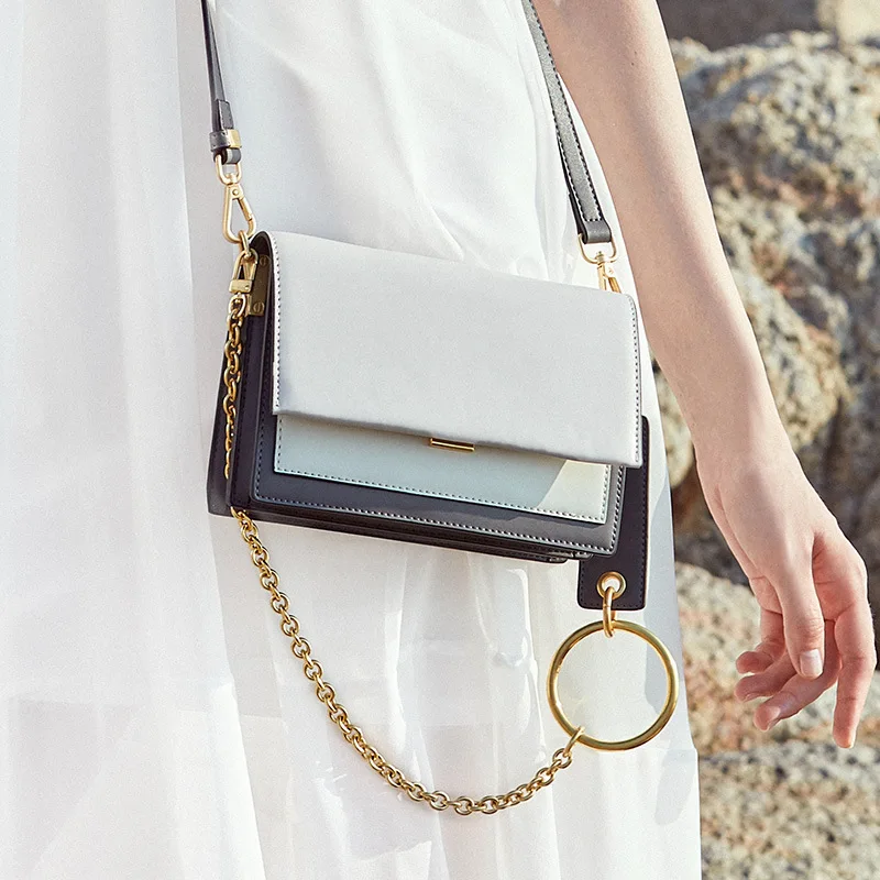 

Summer Kiss on Small Square Bag Women's 2019 New Style Retro Simple Circular Ring Handbag Shoulder Bag