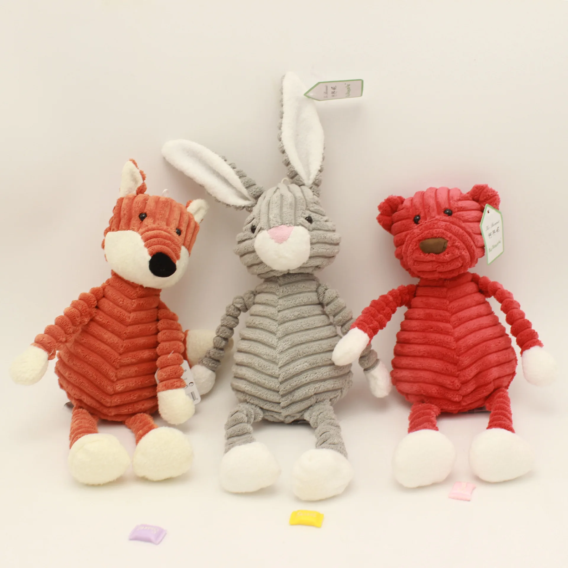 

Plush Toy Cute Torest Animal Stripe Baby Elephant Lion Fox Rabbit Pig Panda Duck Monkey Stuffed Toys Soft stuffed animals